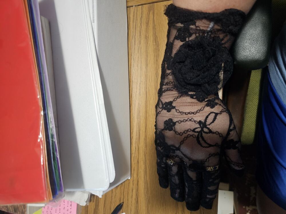 Black Floral Lace Opera Gloves Tea Party Wedding Prom NIP